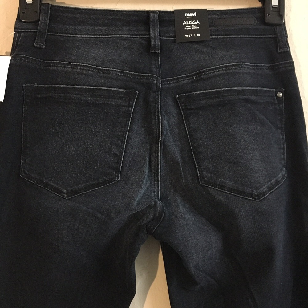 NEW Mavi Jeans 27 Black Alissa High Rise Super Skinny Faded Denim - Picture 5 of 11